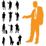 Vector silhouette of business people N115