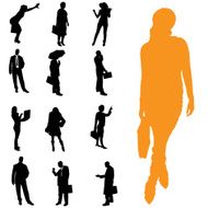 Vector silhouette of business people N116