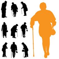 Vector silhouette of old people N207