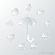 paper icon umbrella and weather symbols