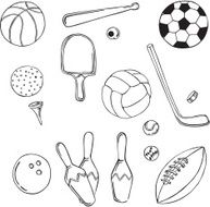 vector silhouette of various sports equipment N2