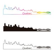 Quebec skyline linear style with rainbow