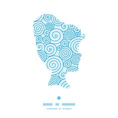 Vector abstract swirls girl portrait silhouette pattern frame