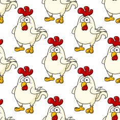 Cute little fat cartoon chicken seamless pattern