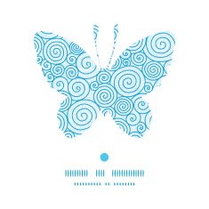 Vector abstract swirls butterfly silhouette pattern frame