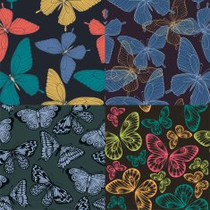 set of Beautiful seamless background with butterflies N2