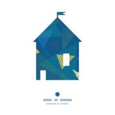 Vector abstract fabric triangles house silhouette pattern frame