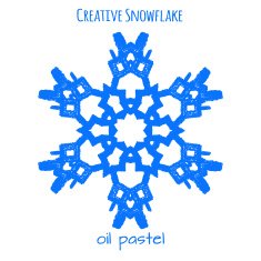 Snowflake hand drawn with oil pastels N22