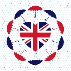 Love United Kingdom symbol Heart flag umbrellas rain N2