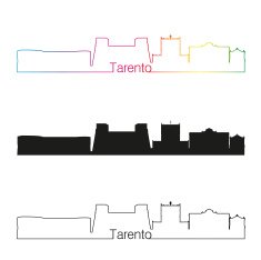 Tarento skyline linear style with rainbow