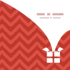 Vector colorful ikat chevron Christmas gift box silhouette pattern frame N2