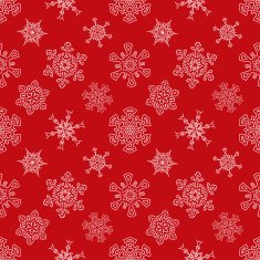 Seamless Christmas red pattern with drawn snowflakes
