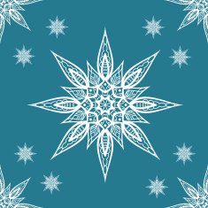 Christmas seamless pattern with snowflakes on blue background