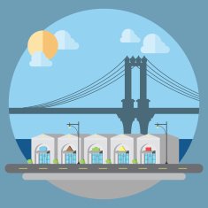 Flat design of cityscape street