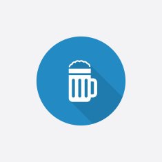 glass of beer Flat Blue Simple Icon with long shadow N3
