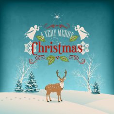 Vector Christmas Retro Greeting Card