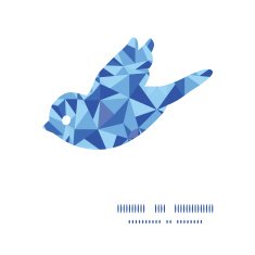 Vector blue triangle texture bird silhouette pattern frame