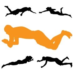 Vector silhouette of people who swim N8