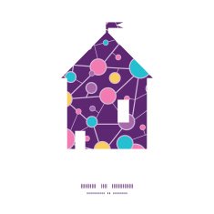 Vector molecular structure house silhouette pattern frame