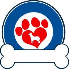 Blue Circle Label Design With Love Paw Dog And Bone