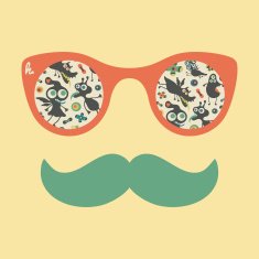 Hipster vintage sunglasses with colorful happy monsters N2