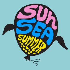 Colorful balloon with sun sea summer banner N2