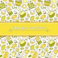 Tea and sweets vector background N7