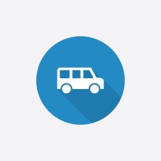 school bus Flat Blue Simple Icon with long shadow N2