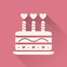 Valentine cake with candles icon N2