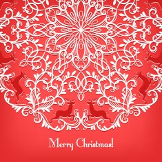 Christmas Greeting card with snowflake and deer N4