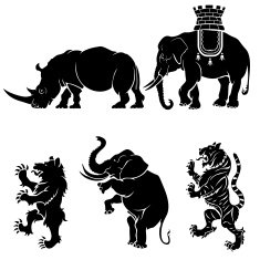 Big mammal heraldry set