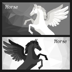 Backgrounds with horse pegasus in flat style