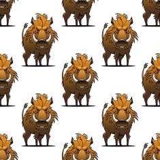 Fierce angry wild boar or warthog seamless pattern