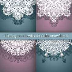 Set of 4 Holiday Backgrounds with Beautiful Decorative Snowflake N2