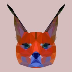 Bright unusual colored polygonal lynx background