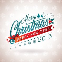 Christmas illustration with typographic design and ribbon on snowflakes background N2