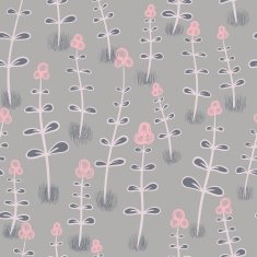 Vector seamless texture with abstract flowers Endless gray backdrop