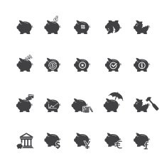 Piggy bank icons N2