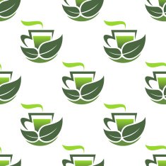 Seamless pattern of green organic tea