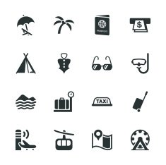 Travel and Vacation Silhouette Icons free image download