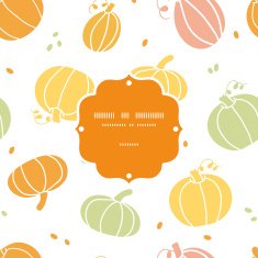 Vector thanksgiving colorful pumpkins silhouettes frame seamless pattern background