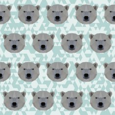 Polygonal white bear abstract geometric seamless pattern background N2