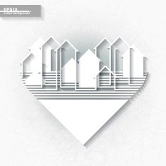 Abstract city silhouette inscribed into heart