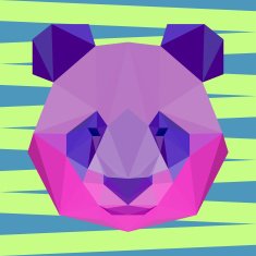 Bright colored abstract polygonal panda background