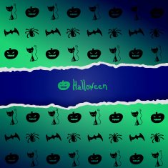 Green background with pattern of Halloween characters N2