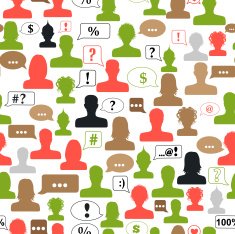 Seamless pattern of avatars and speech bubbles N5
