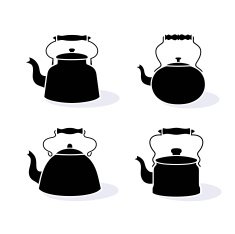 Set of four black kettle icons