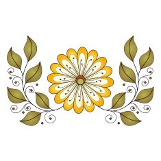 Beautiful Decorative Flower with Leaves (Vector) N27