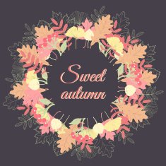 Autumn leaves wreath Colorful fall background