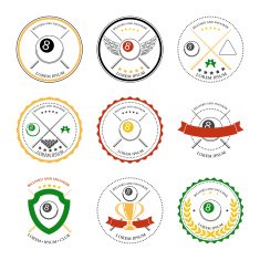 Billiard design elements and badges set Vector N3